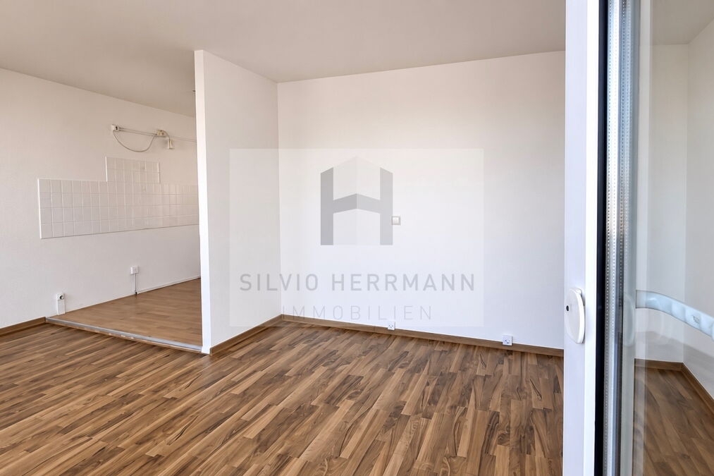 Wohnzimmer und Küche vom Balkon